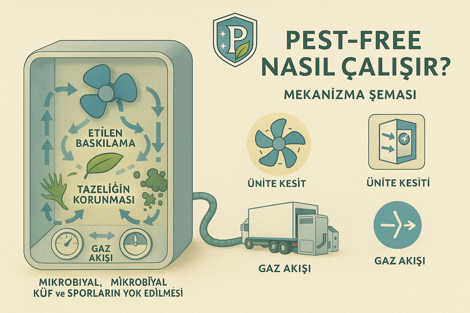 Pest-Free bilimsel etki mekanizması infografik posteri